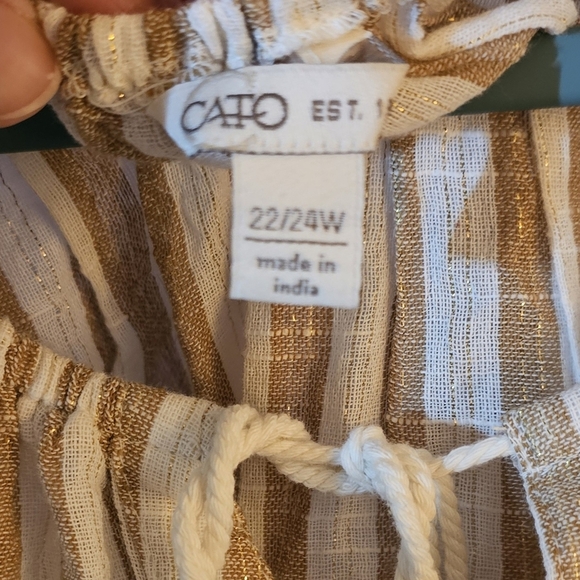 Cato Tan and Cream Striped Blouse - Picture 2 of 5